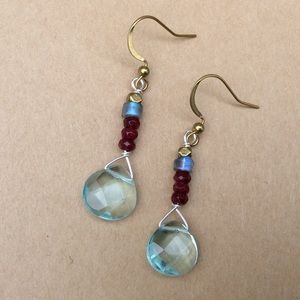Briolette earrings aquamarine garnet labradorite